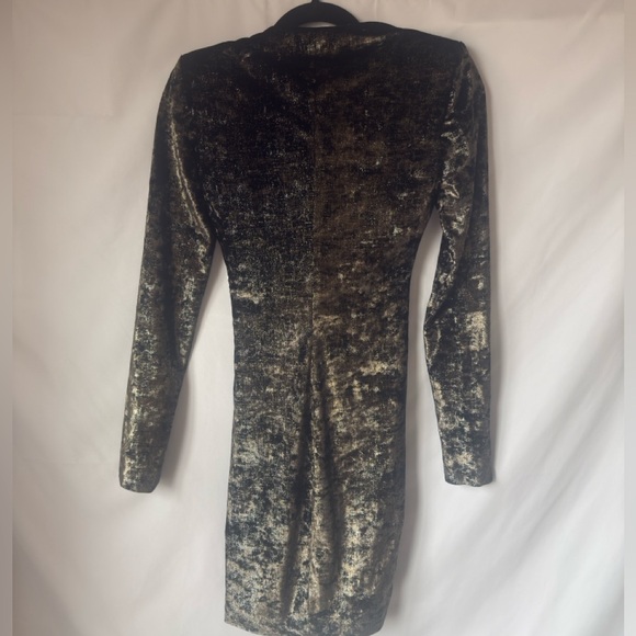 Maje Metallic Velvet Draped Mini Dress | Whimsygoth Holiday Party - Picture 4 of 9
